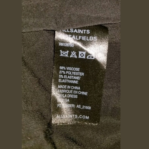 All Saints Black Drape Stretch Bodycon Dress 2 - Picture 7 of 8